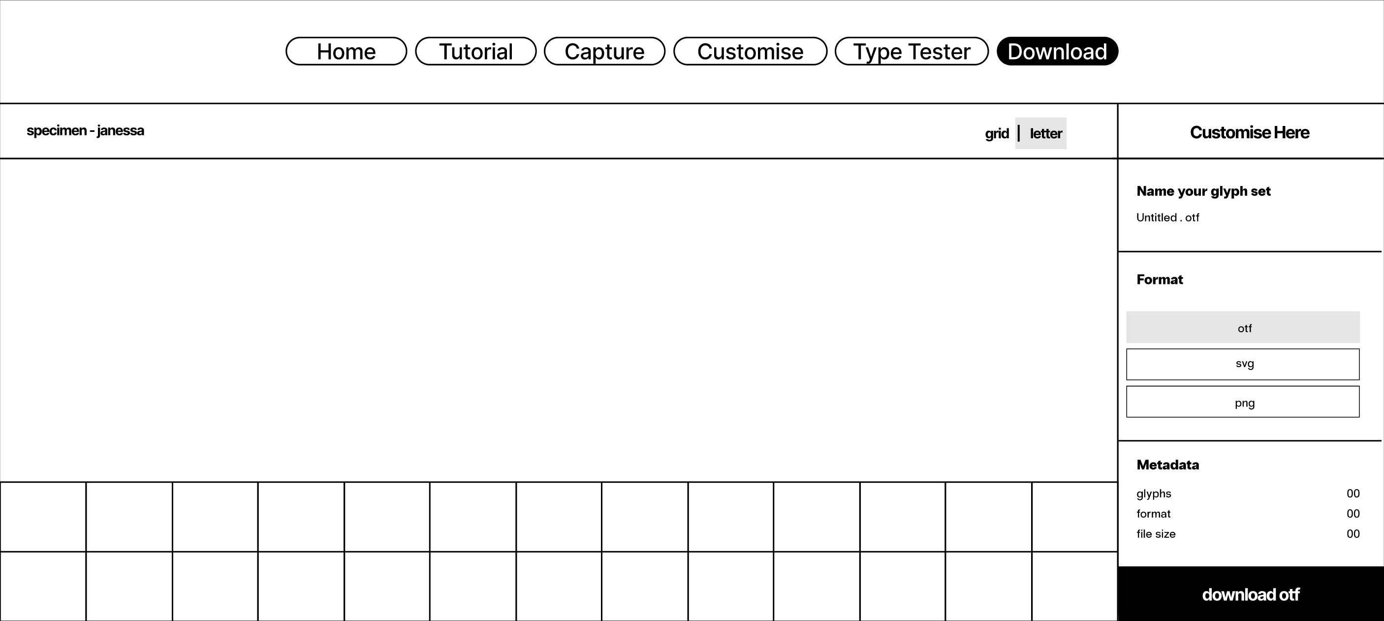 Download page letter view wireframe