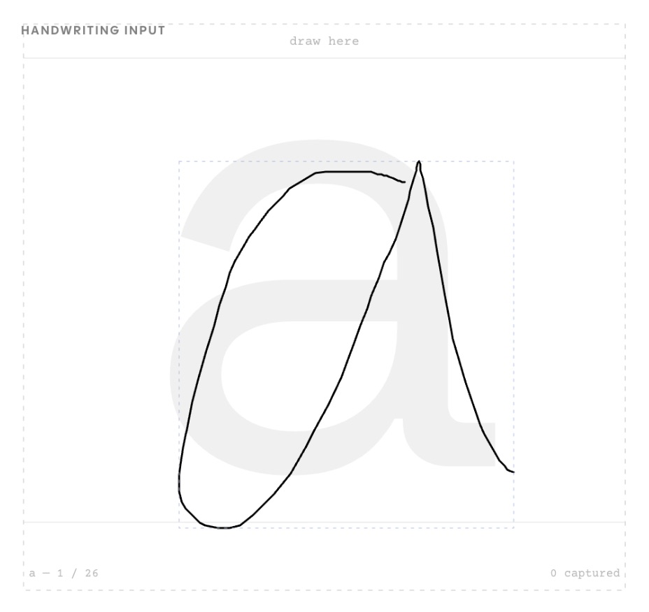 Raw handwriting trace of the letter a