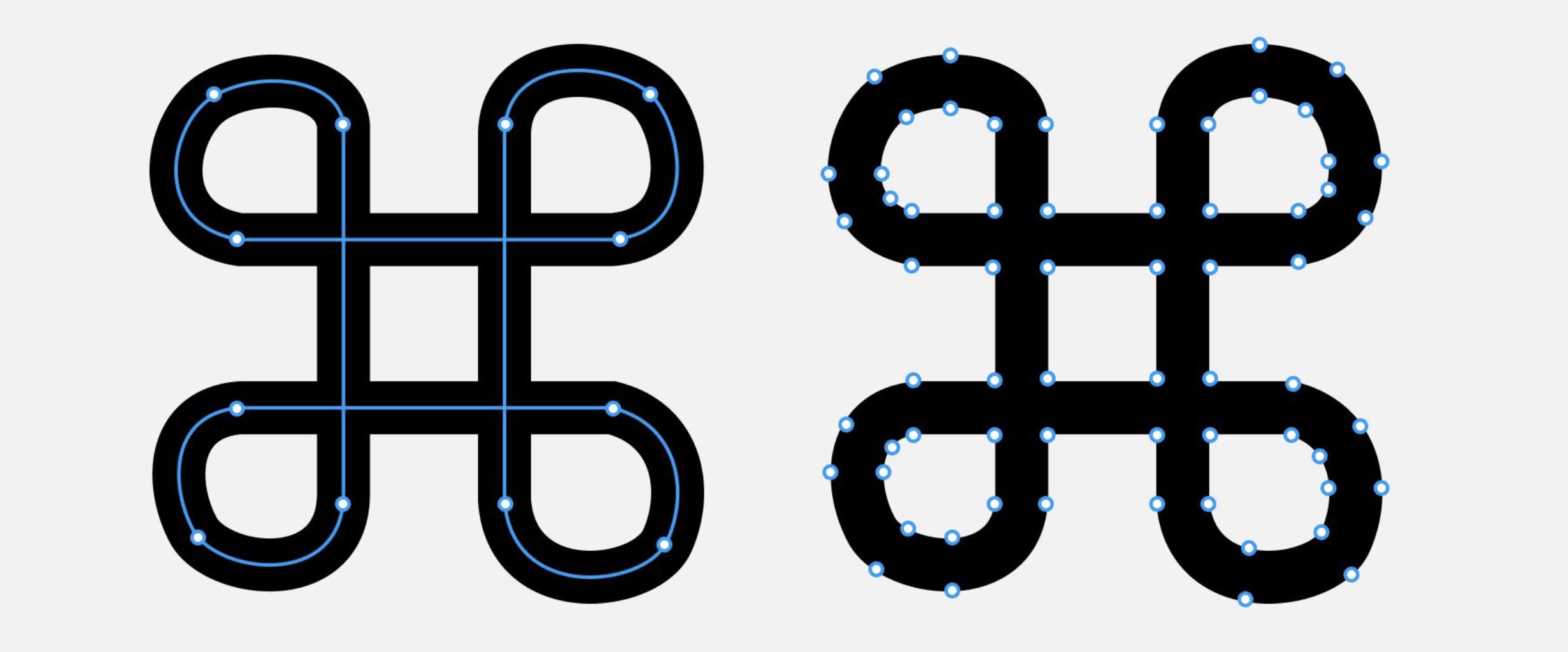Reconstructed strokes converted into filled vector shapes