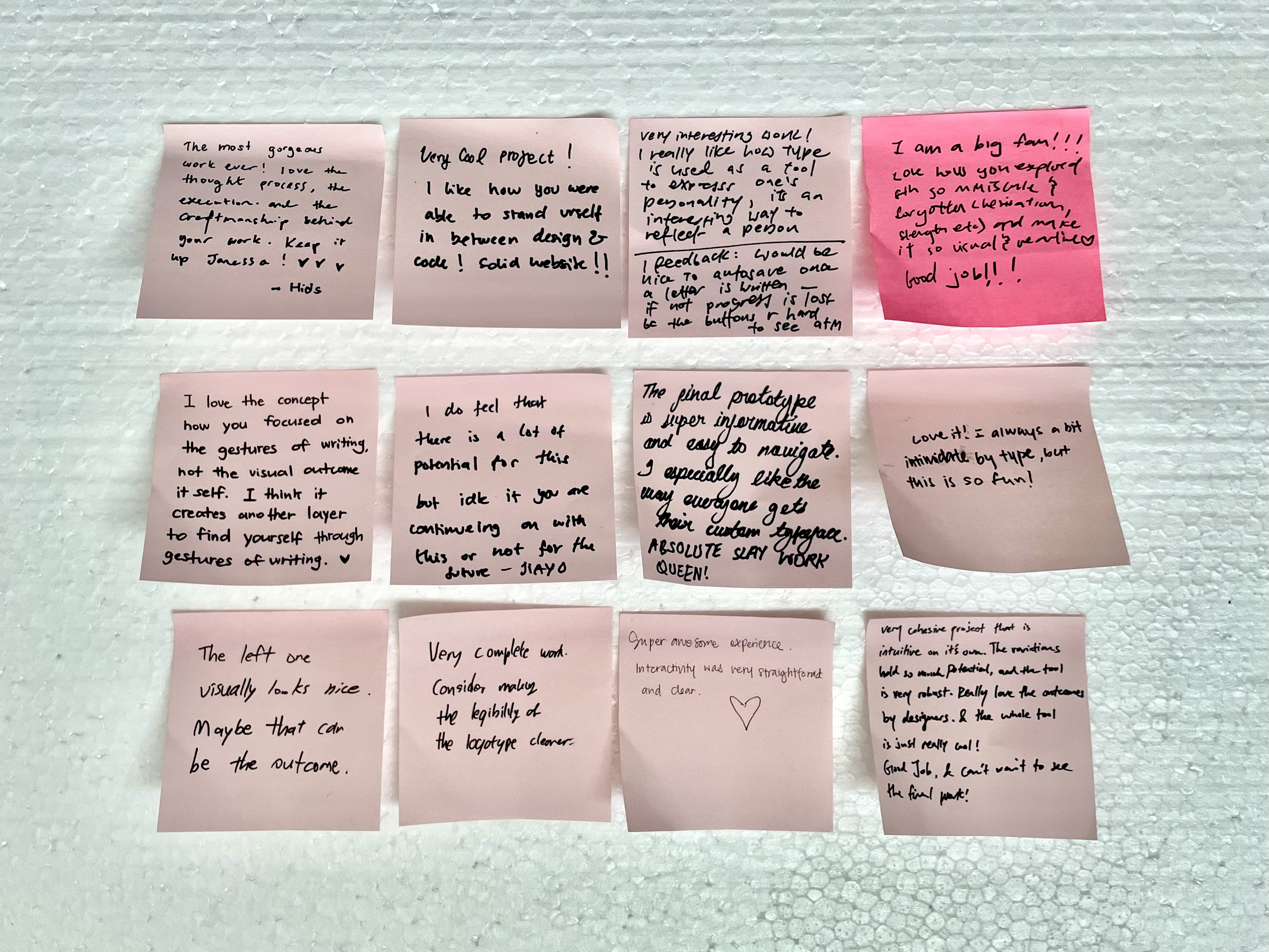 Post-it feedback collected during Open Studios