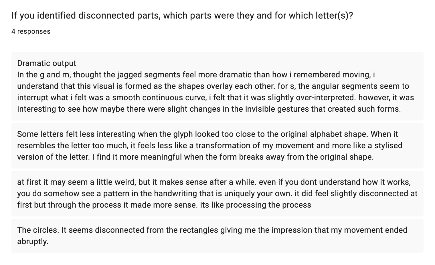 Survey screenshot about behavioural legibility and circle integration