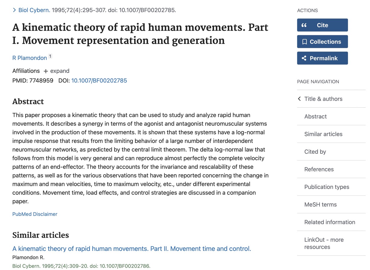 Plamondon et al. (2014) kinematic theory reference