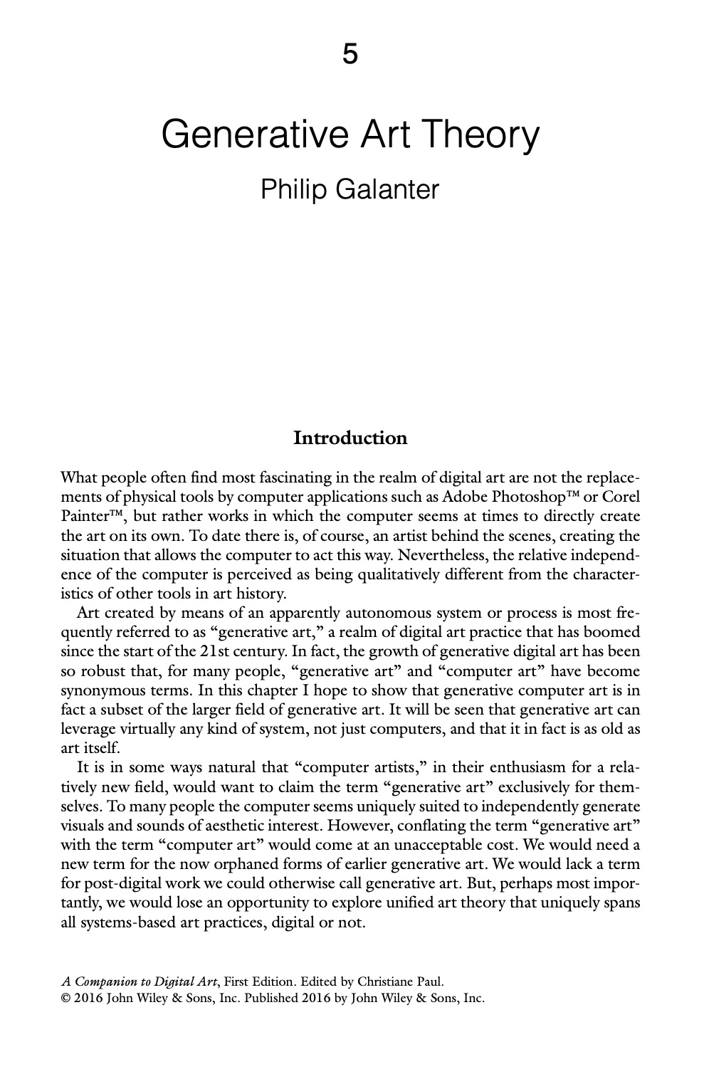 Galanter (2016) generative art as authored rules reference