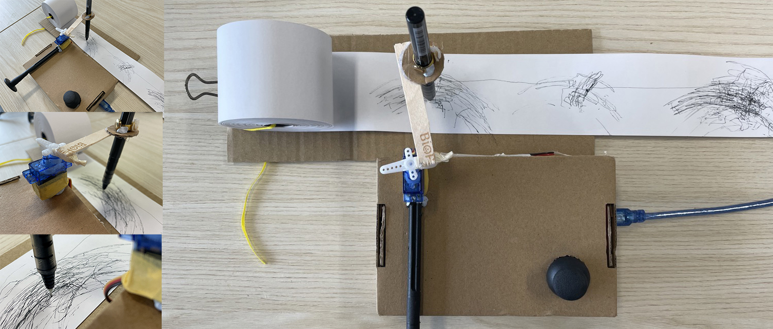 Joystick controlled drawing machine on the table