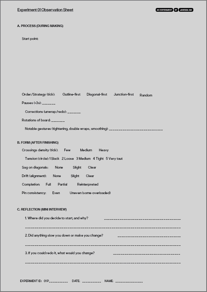 Observation sheet template