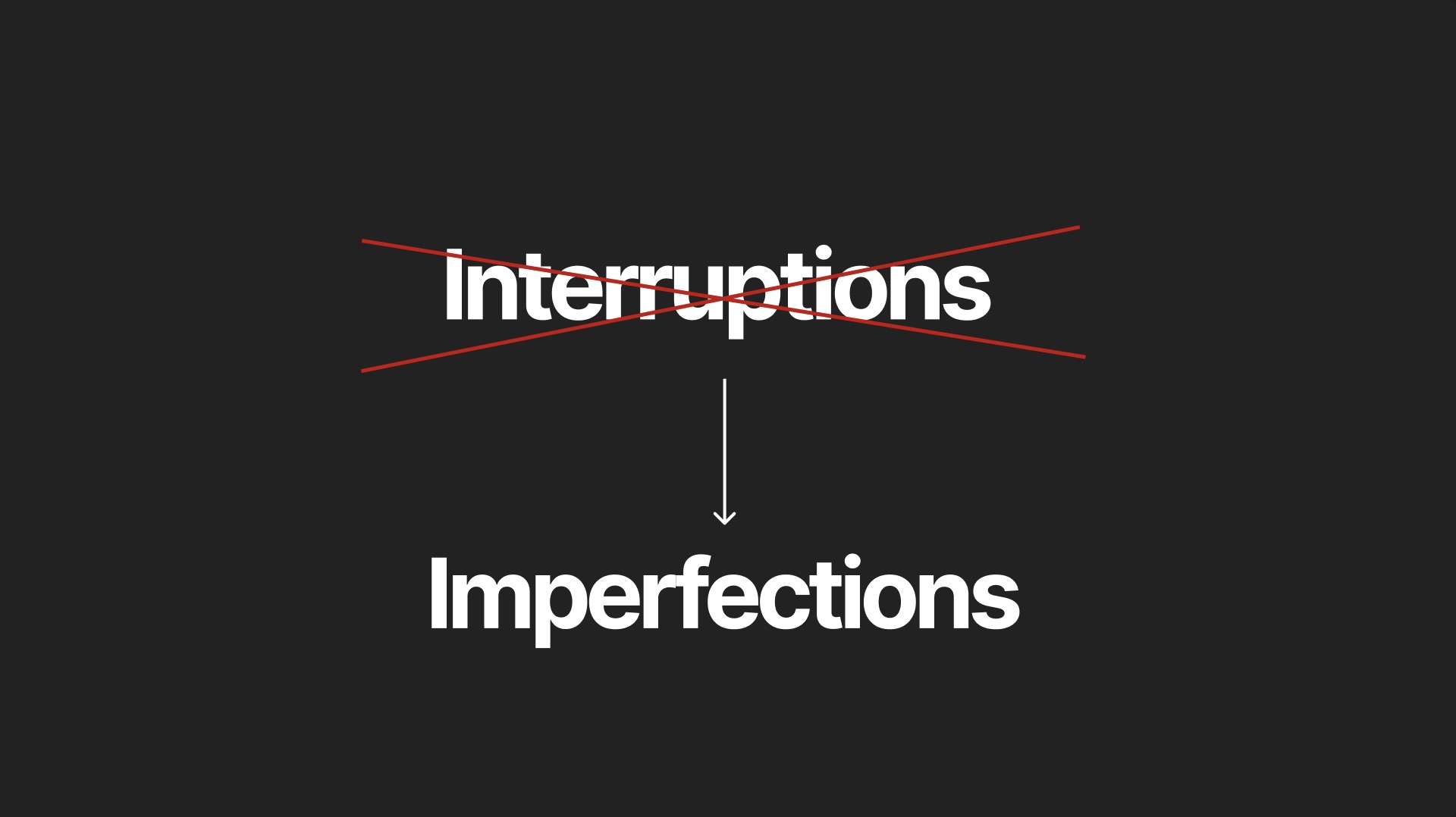 Closing slide: reframe to imperfection