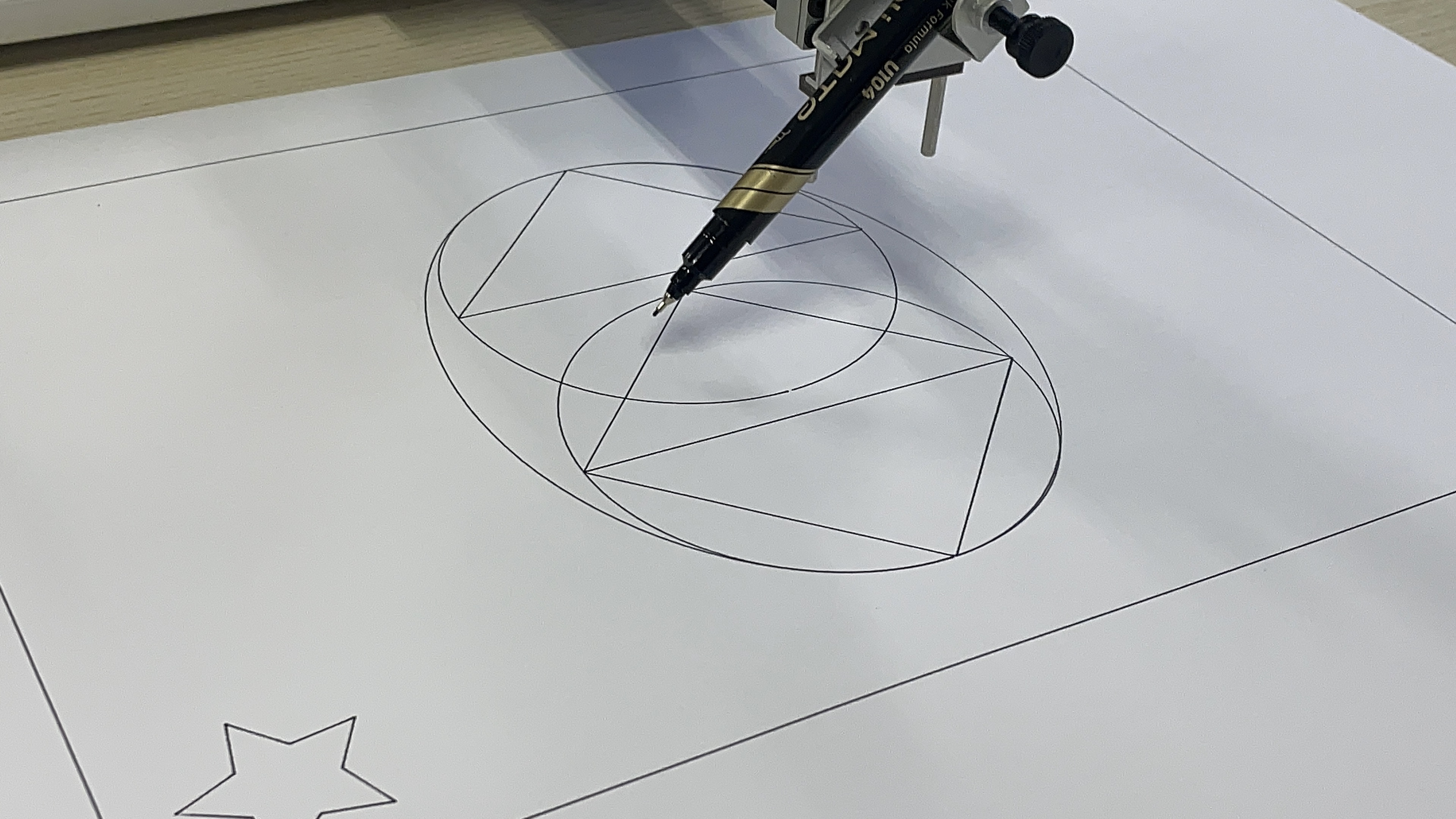 Close up of plotted RPO lines on paper
