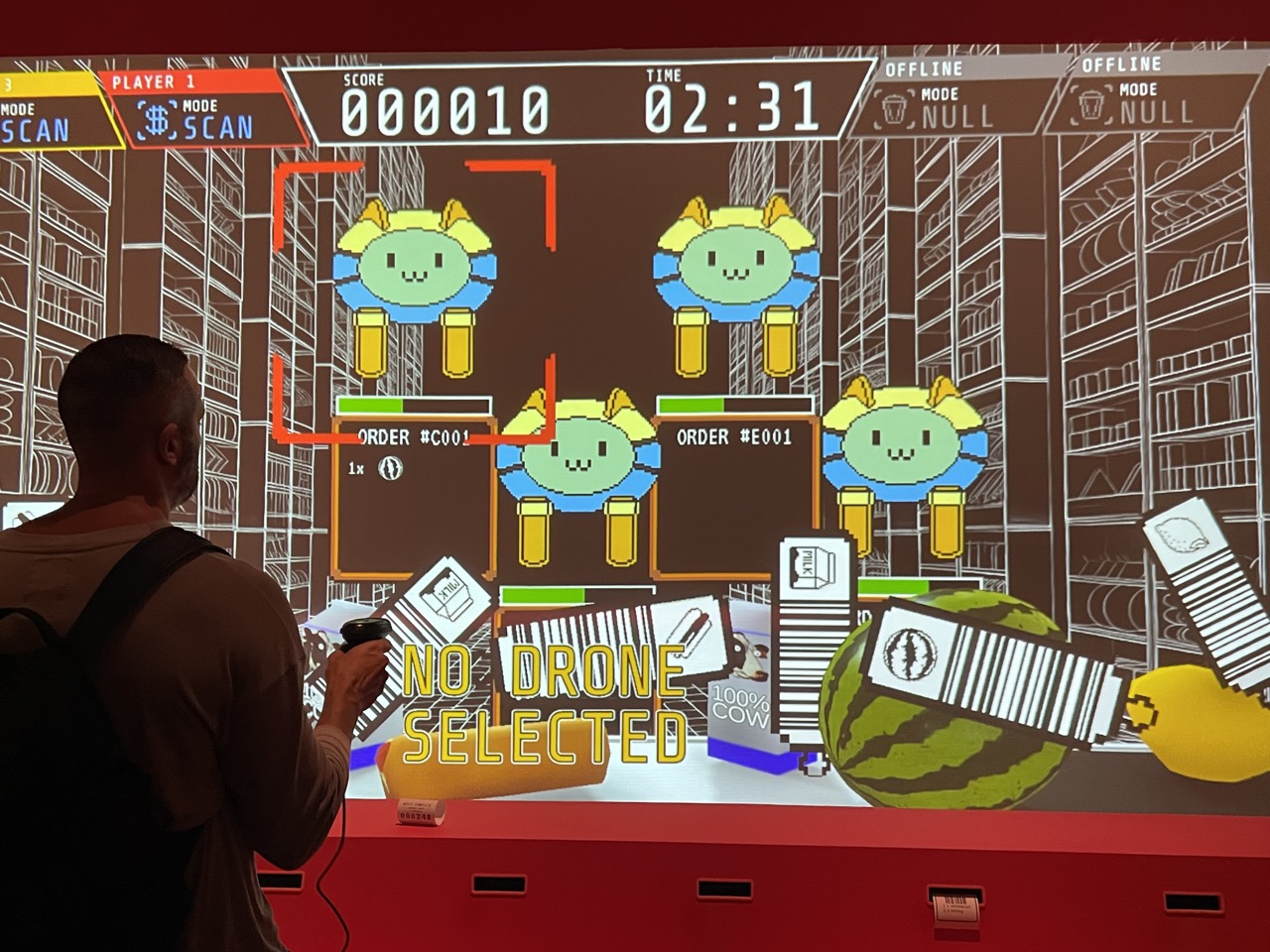 Interactive game station with screens and seating